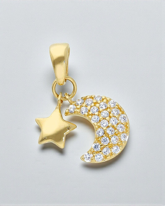 ciondoli Ciondolo stella e luna in oro e pietre semi preziose - Gioielli Pavan