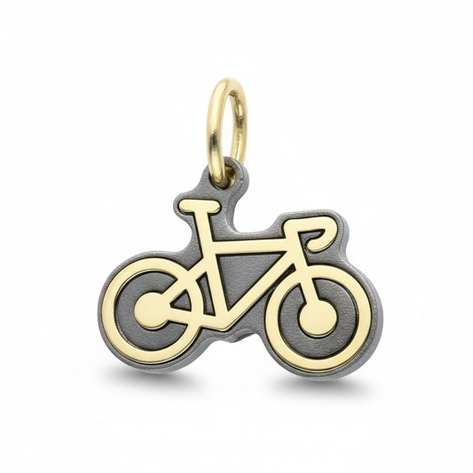 Ciondolo bicicletta da corsa in titanio e oro giallo 9 kt - Gioielli Pavan