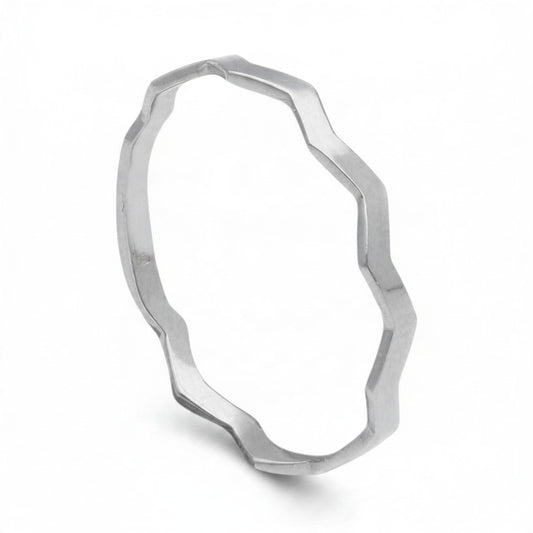 Anello a fedina geometrico in oro bianco 9 kt - Gioielli Pavan