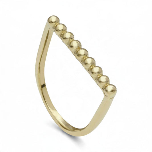 Anello a fedina pallinato in oro giallo 9 kt - Gioielli Pavan