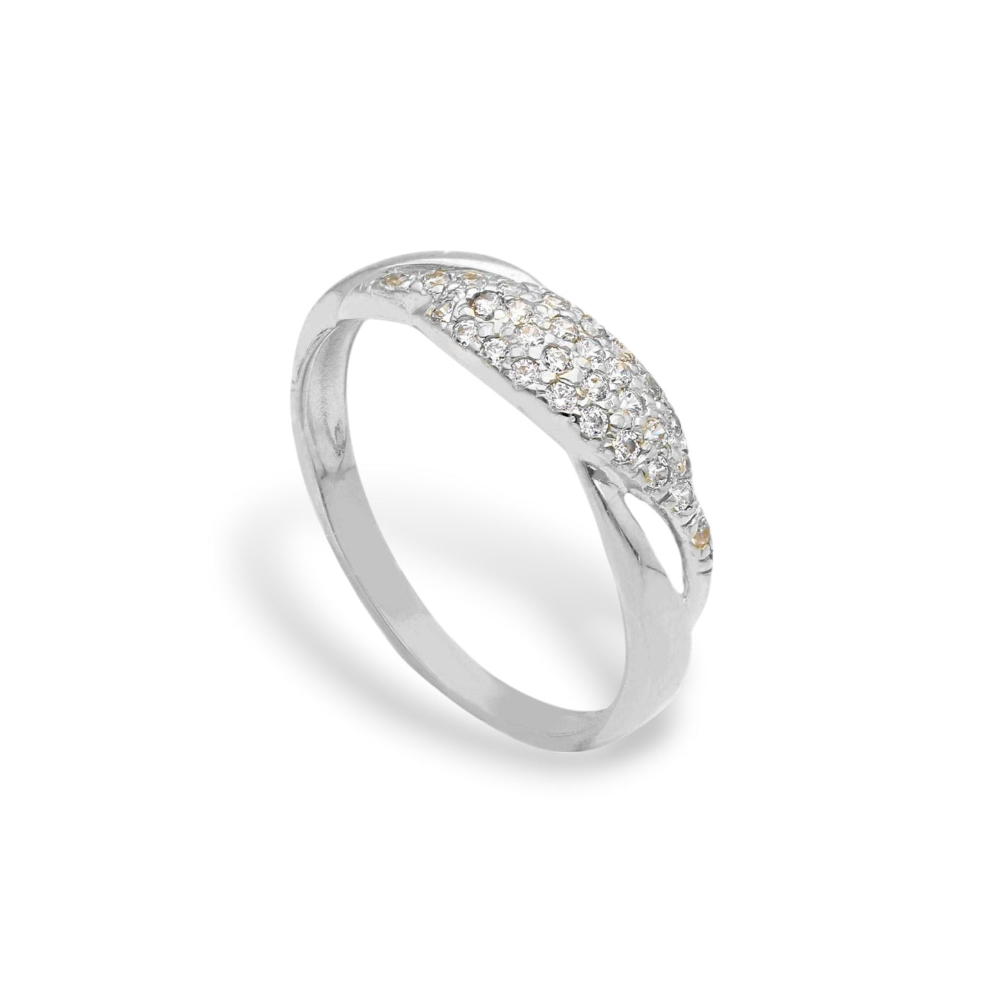 Anello Anello in oro fascia con zirconi a pavé - Gioielli Pavan