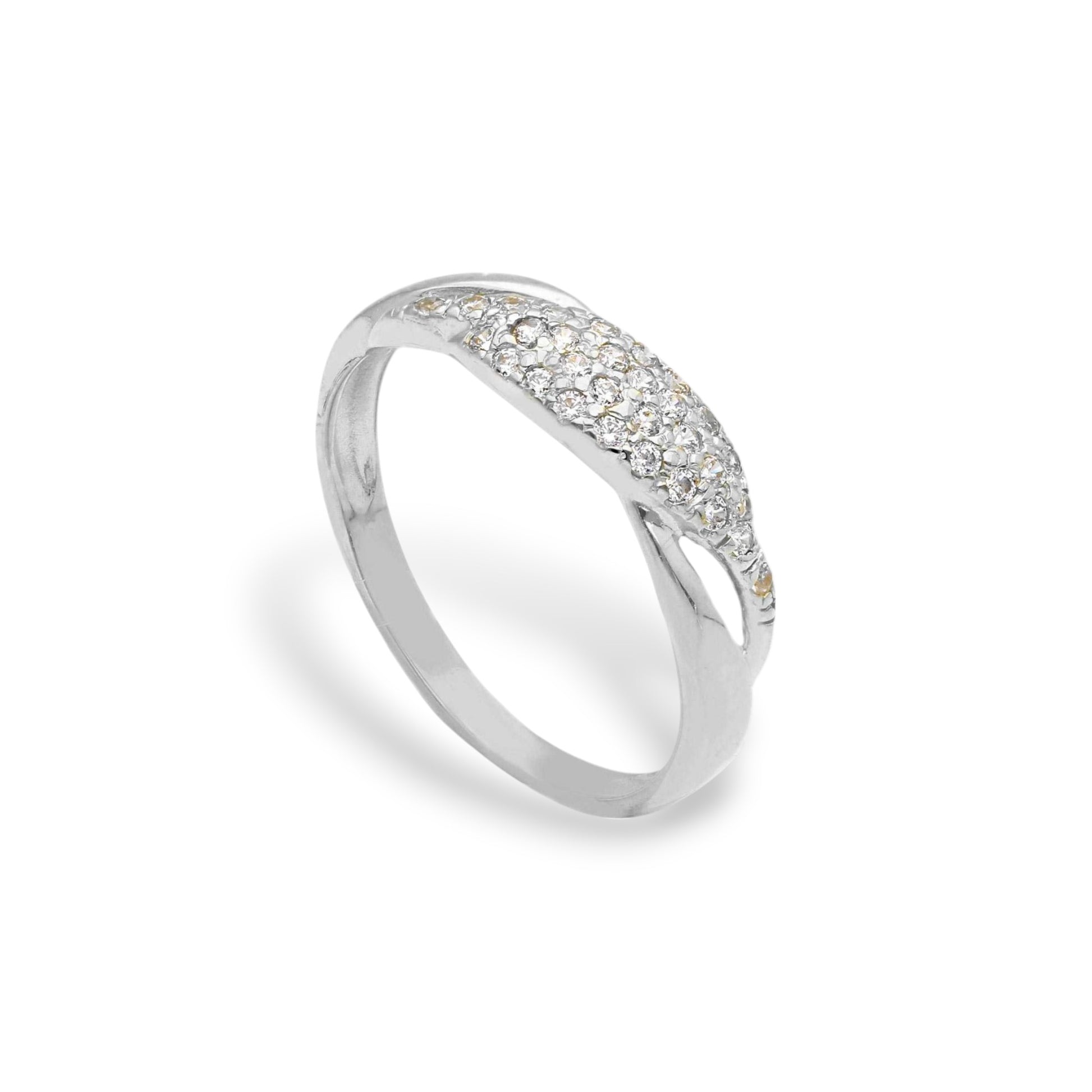 Anello Anello in oro fascia con zirconi a pavé - Gioielli Pavan