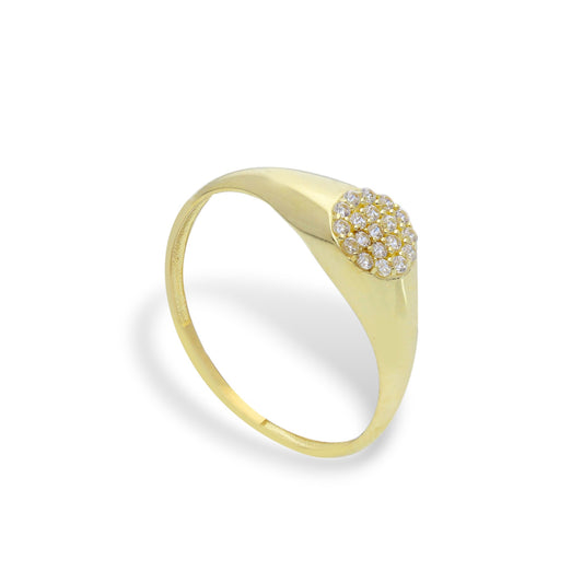 Anello Anello in oro chevalier con zirconi a pavé - Gioielli Pavan