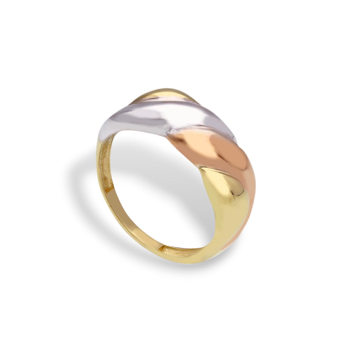 Anello Anello in oro fascia tre colori intreccio - Gioielli Pavan