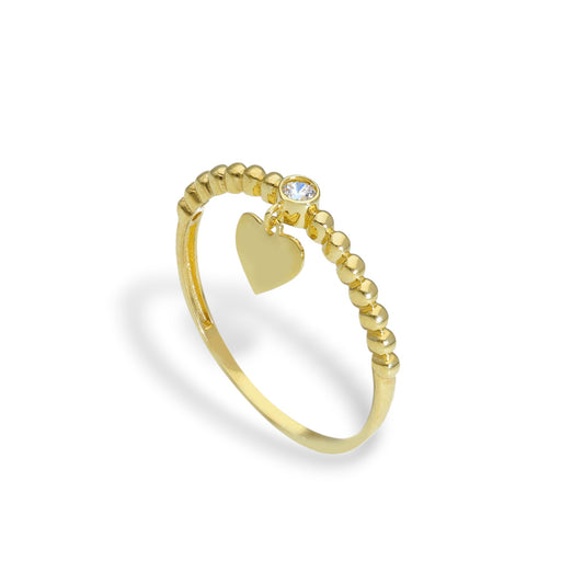 Anello Anello in oro con zircone centrale e cuore pendente con zirconi a pavé - Gioielli Pavan