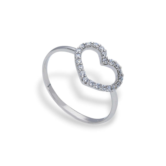 Anello Anello in oro con cuore traforato centrale con zirconi a pavé - Gioielli Pavan