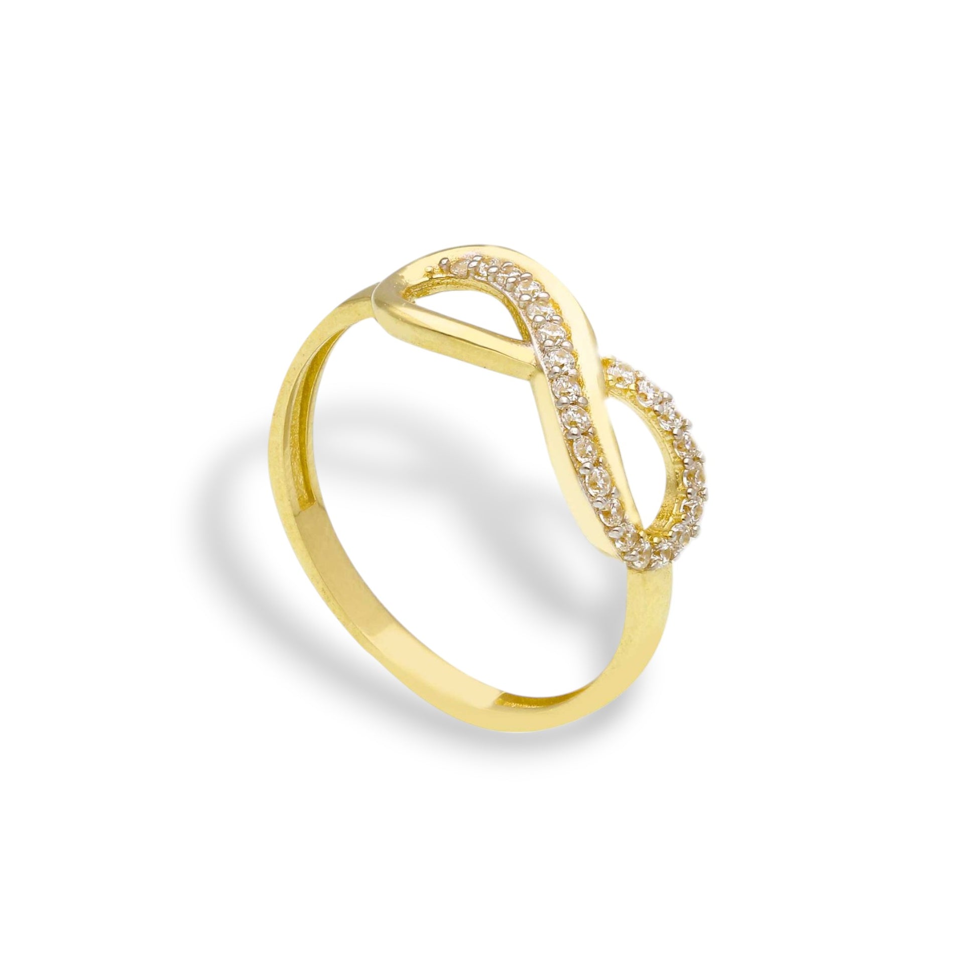 Anello Anello in oro infinito traforato centrale con zirconi a pavé - Gioielli Pavan