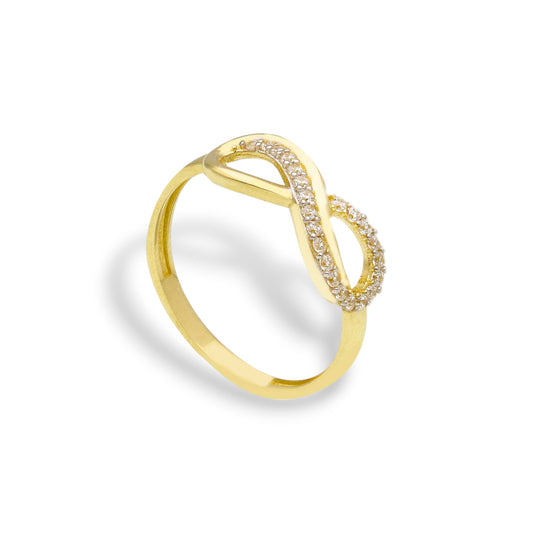 Anello Anello in oro infinito traforato centrale con zirconi a pavé - Gioielli Pavan