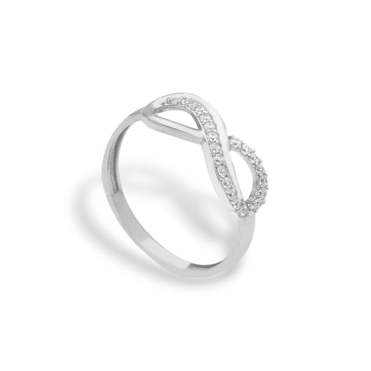 Anello Anello in oro infinito traforato centrale con zirconi a pavé - Gioielli Pavan