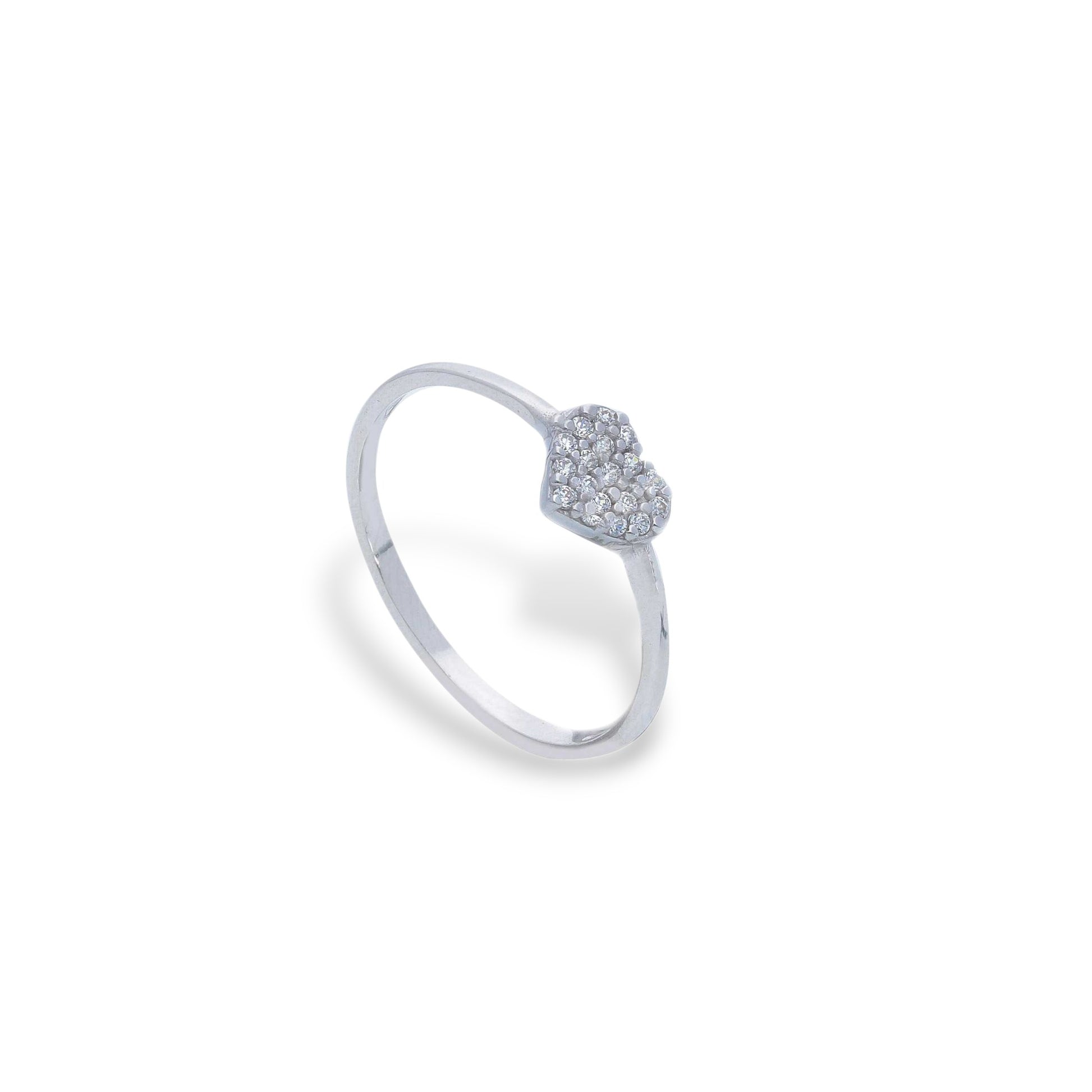 Anello Anello in oro con cuore centrale con zirconi a pavé - Gioielli Pavan