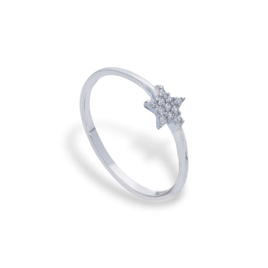 Anello Anello in oro con stella centrale con zirconi a pavé - Gioielli Pavan