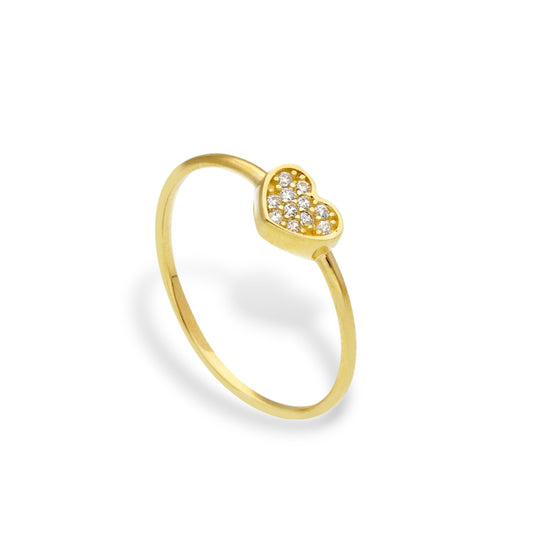 Anello Anello in oro con cuore centrale con zirconi a pavé - Gioielli Pavan