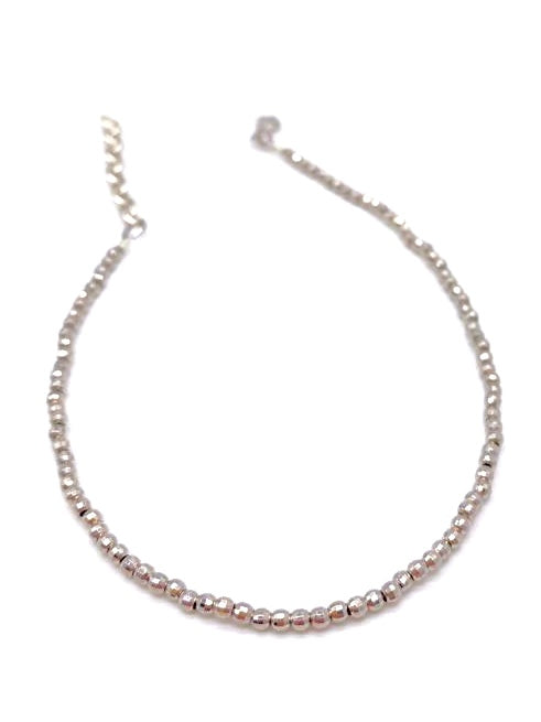 Silver anklet with diamond balls