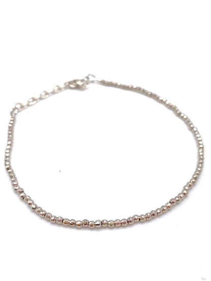 Silver anklet with diamond balls