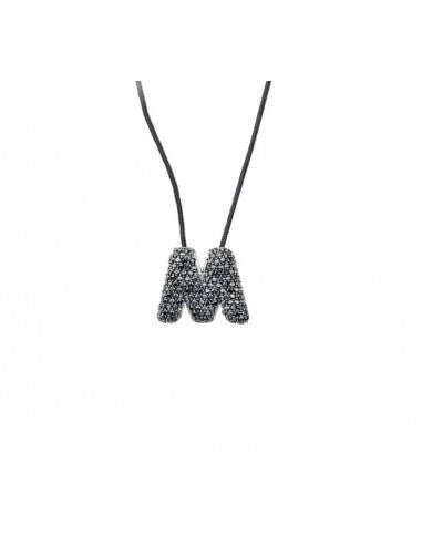 Girocollo Lettera M iBamboli in argento 925 con zirconi blu - Gioielli Pavan