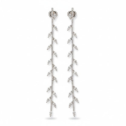 Orecchini pendenti a foglie in argento 925 con zirconi pavé - Gioielli Pavan