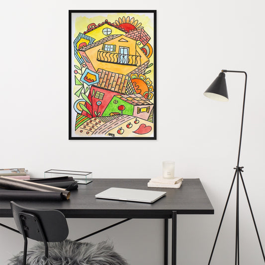 Photo paper poster with frame "Houses"