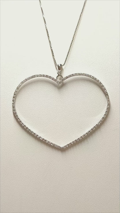 White gold heart necklace with diamonds