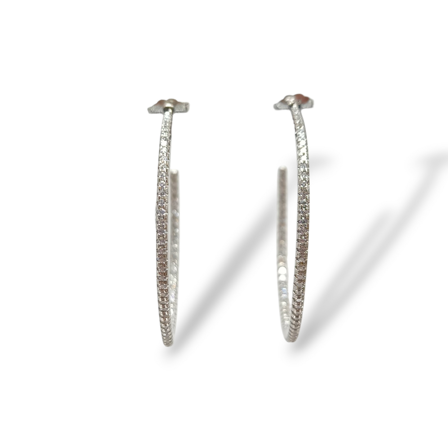 Orecchini Orecchini in argento a cerchio con zirconi diam. 4 cm - Gioielli Pavan