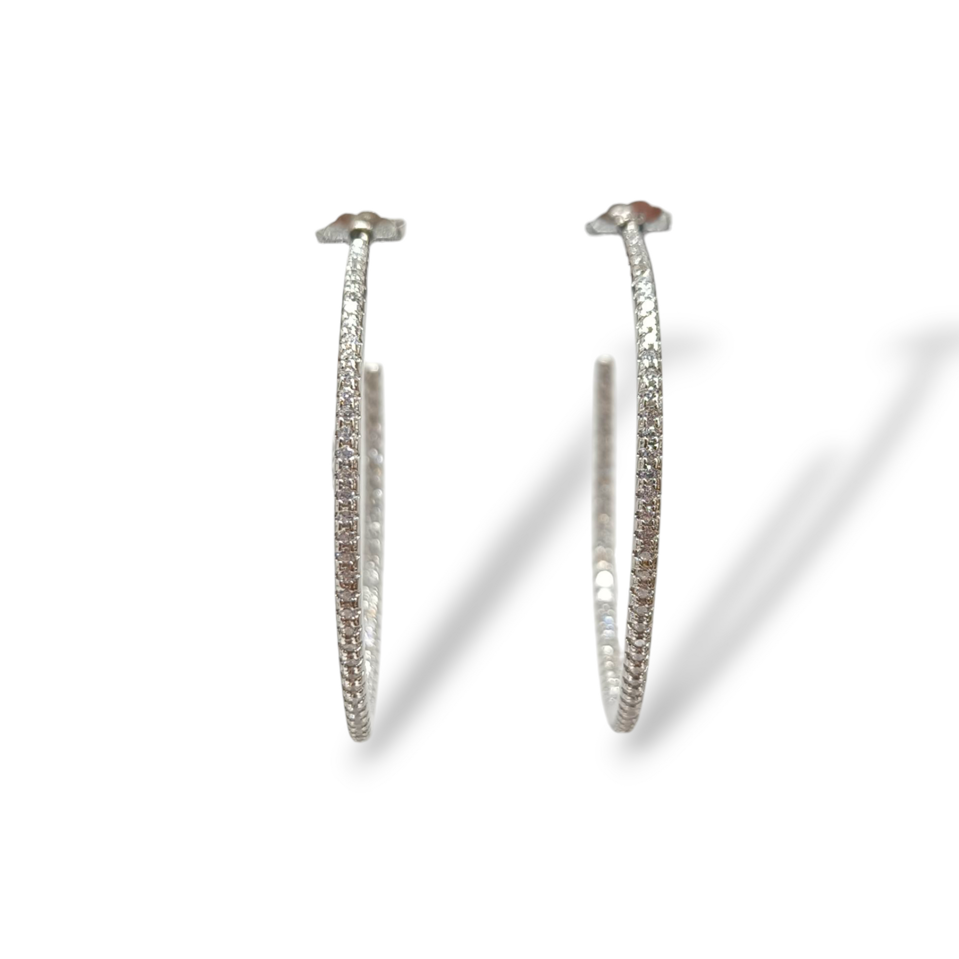 Orecchini Orecchini in argento a cerchio con zirconi diam. 4 cm - Gioielli Pavan