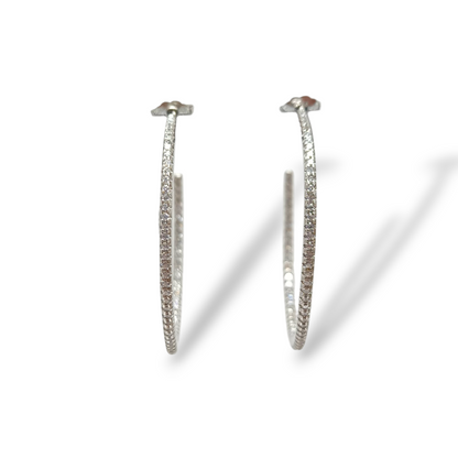 Orecchini Orecchini in argento a cerchio con zirconi diam. 4 cm - Gioielli Pavan