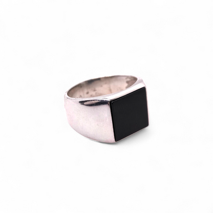 Anello Anello Chevalier in Argento 925 con Onice Nera - Gioielli Pavan