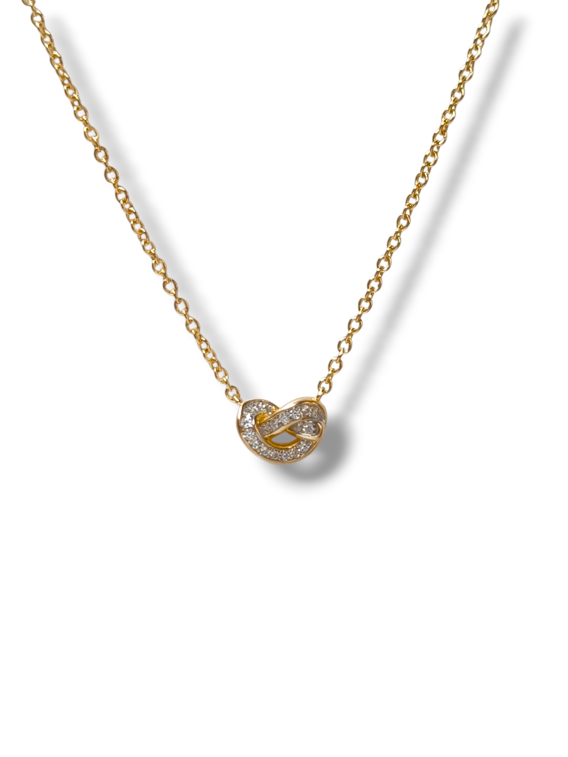 Girocollo Girocollo in argento dorato con cuore intrecciato in pavé di zirconi - Gioielli Pavan