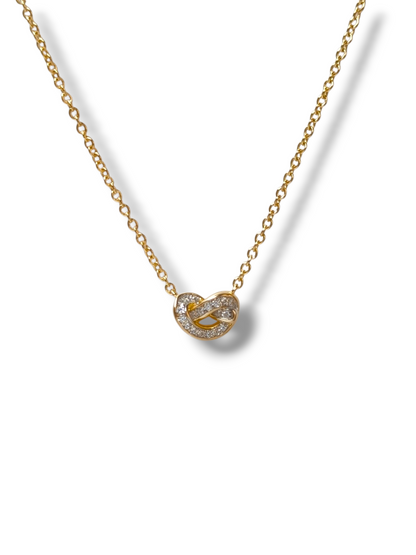 Girocollo Girocollo in argento dorato con cuore intrecciato in pavé di zirconi - Gioielli Pavan