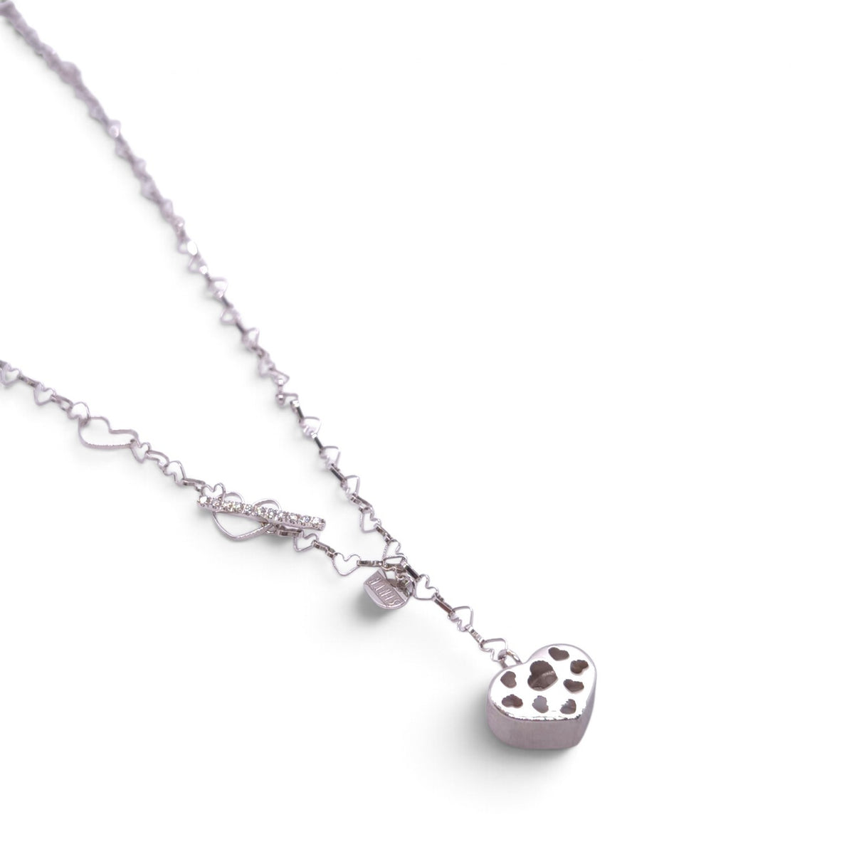 Girocollo Nanis in oro bianco 18 kt con cuori e diamanti - Gioielli Pavan