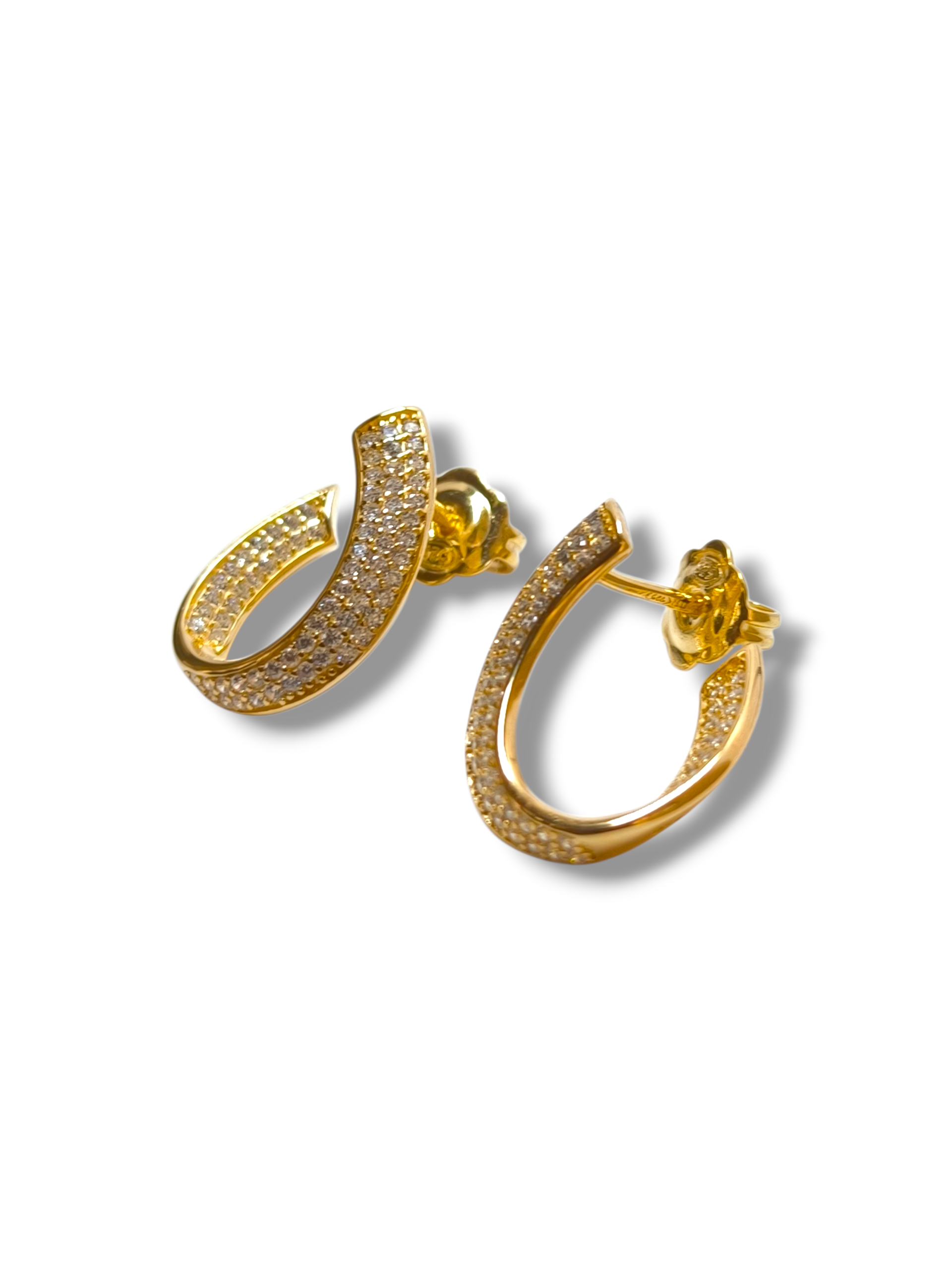 Orecchini Orecchini in argento dorato onda geometrica con pavé di zirconi - Gioielli Pavan