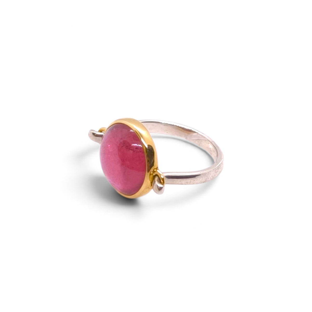 Anello con tormalina rosa in argento 925 e oro giallo 18k - Gioielli Pavan