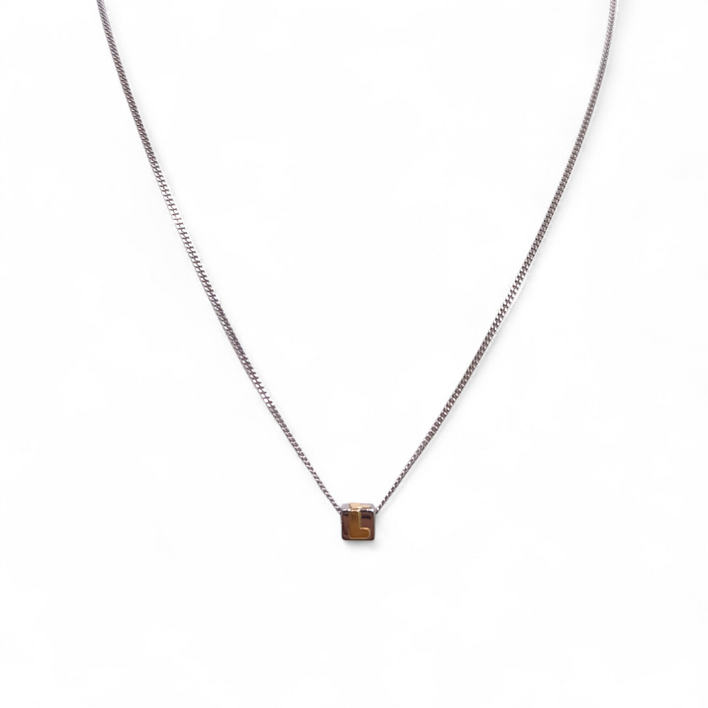 Collana Girocollo argento 925 con dadino lettera in oro 18k - Gioielli Pavan