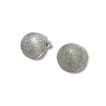 Orecchini Orecchini in argento a mezze sfere a pavè di zirconi diam. 2 cm - Gioielli Pavan