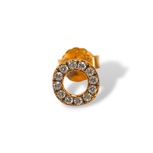 Orecchini Mono orecchino in argento cerchio forato a pavè - Gioielli Pavan