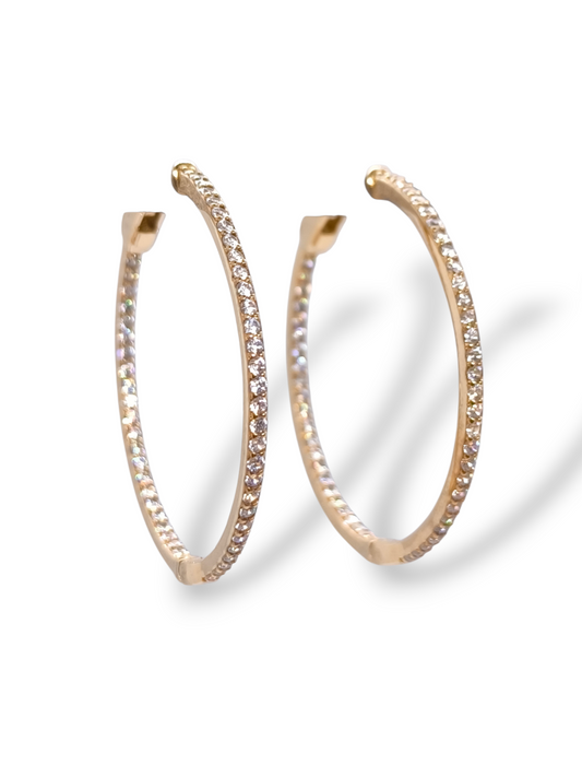 Orecchini Orecchini a Cerchio Argento 925 Dorato con Zirconi Pavé - Gioielli Pavan