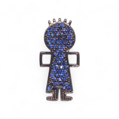 Ciondoli e pendenti Ciondolo iBamboli Bambino Mod. 2 Argento 925 Brunito Nero con Zirconi Blu - Gioielli Pavan