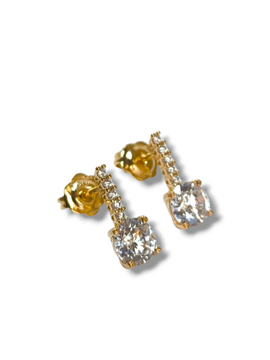 Orecchini Orecchini in argento dorato punto luce semi pendente con zirconi - Gioielli Pavan