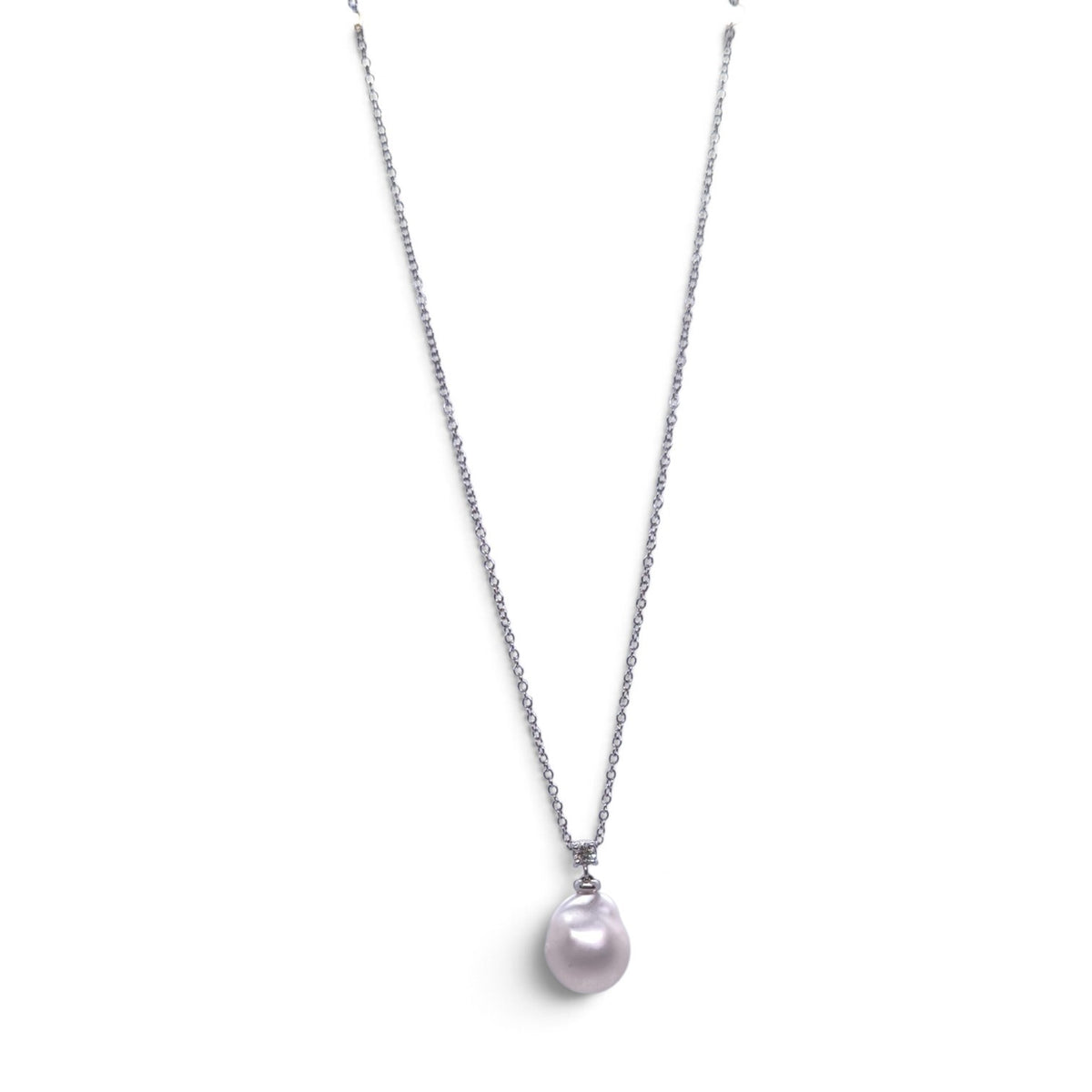 Girocollo in oro bianco con perla australiana e diamante - Gioielli Pavan