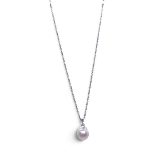 Girocollo in oro bianco con perla australiana e diamante - Gioielli Pavan