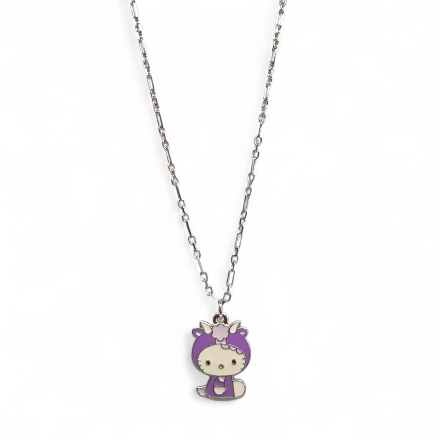 Girocollo Girocollo Argento 925 con Ciondolo Hello Kitty – Vestito Viola Smaltato - Gioielli Pavan