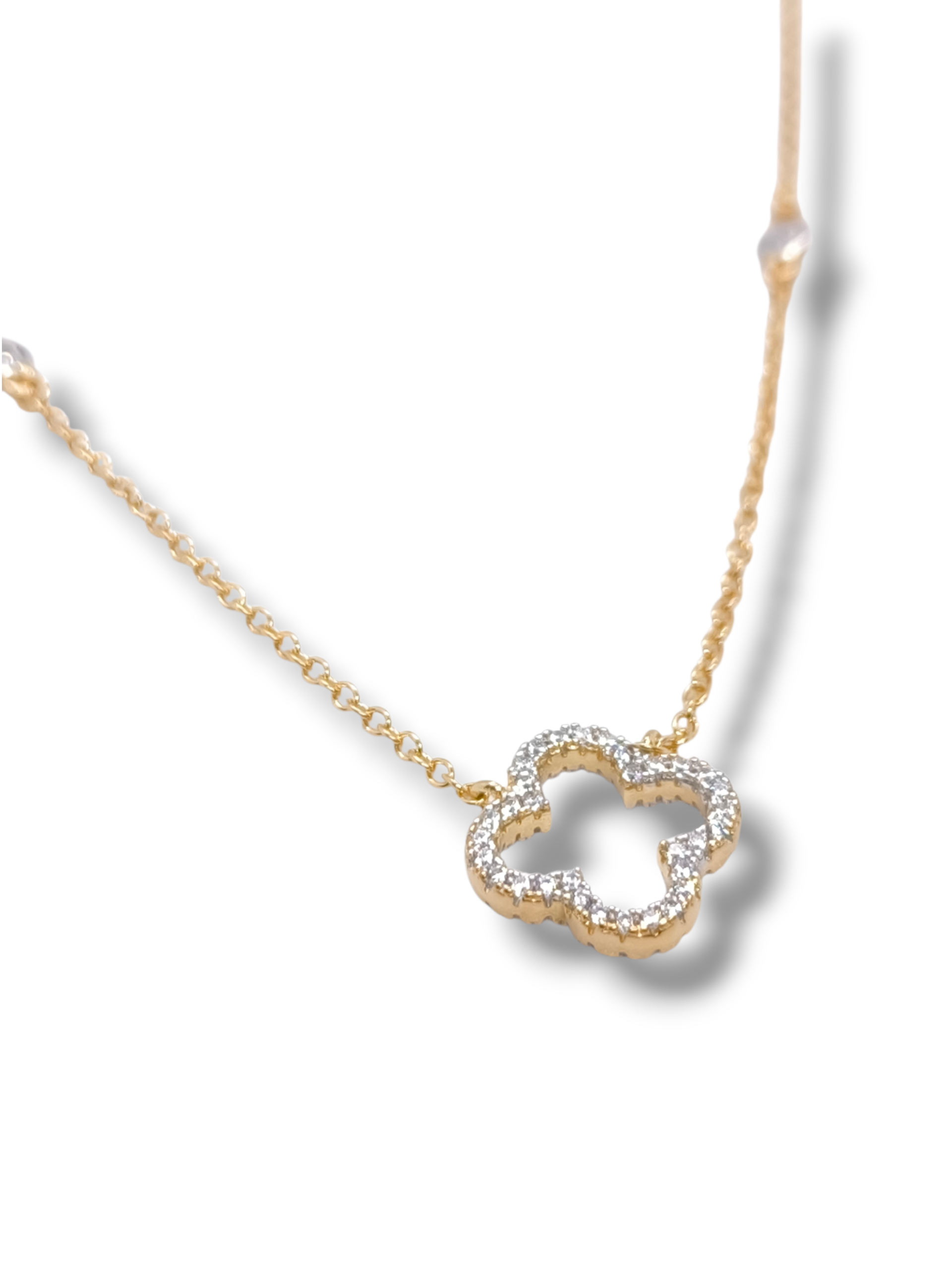 Girocollo Girocollo Fiore in Argento 925 Bicolore con Zirconi Pavé Incolori - Gioielli Pavan