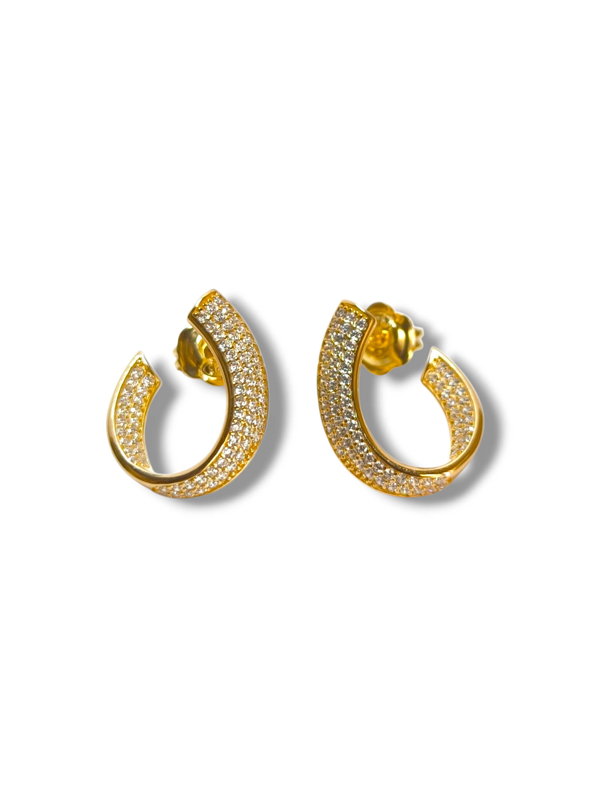 Orecchini Orecchini in argento dorato onda geometrica con pavé di zirconi - Gioielli Pavan