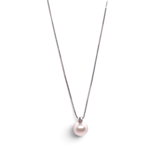 Girocollo in oro bianco 18 kt con perla Akoya e diamante - Gioielli Pavan