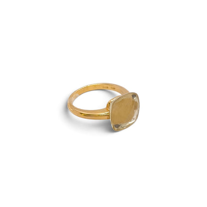 Anello in oro giallo 18 carati con quarzo lemon - Gioielli Pavan