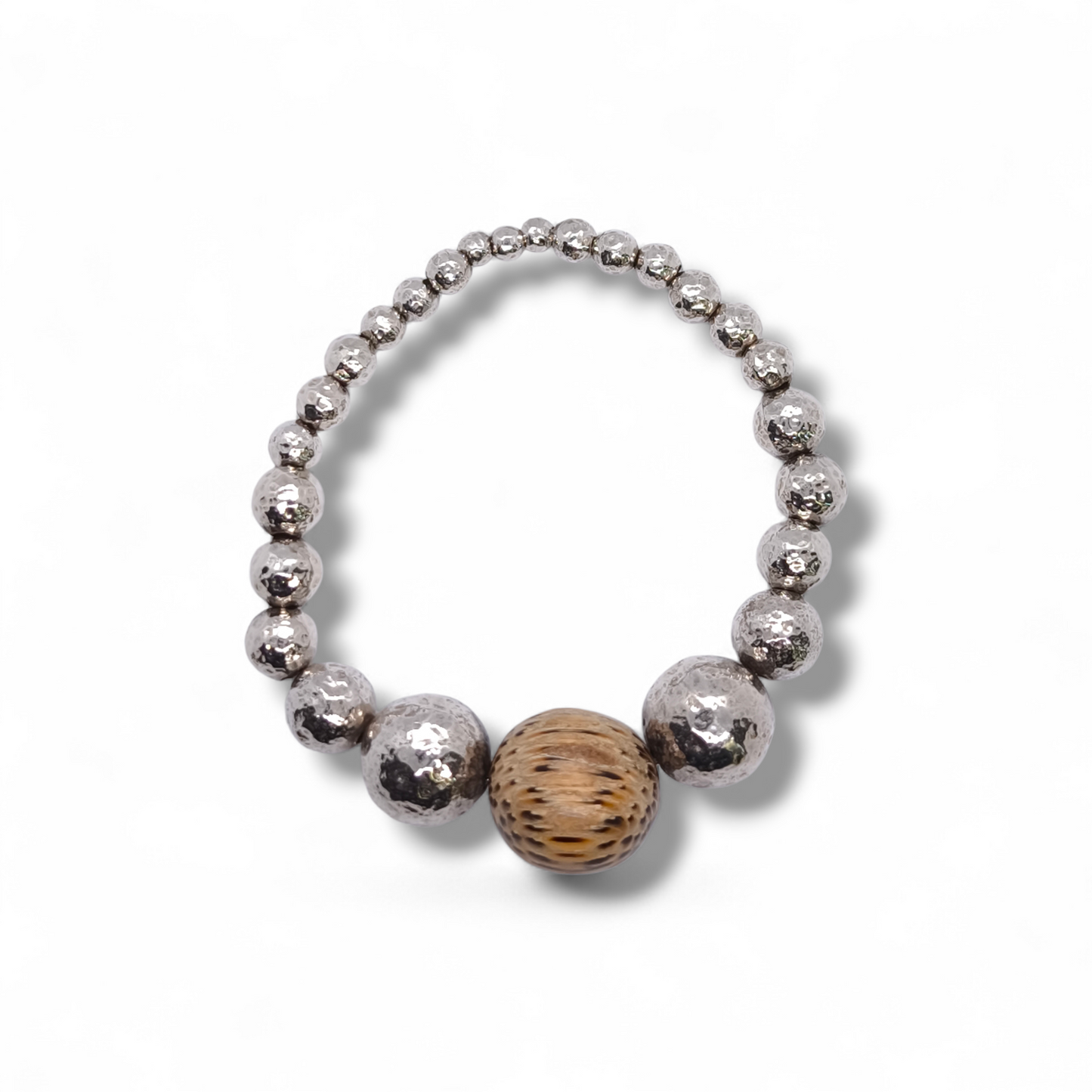 Bracciale Bracciale elastico scalato in argento 925 e legno brasiliano - Gioielli Pavan