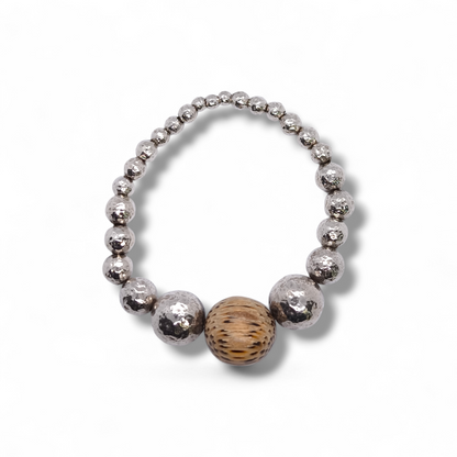 Bracciale Bracciale elastico scalato in argento 925 e legno brasiliano - Gioielli Pavan