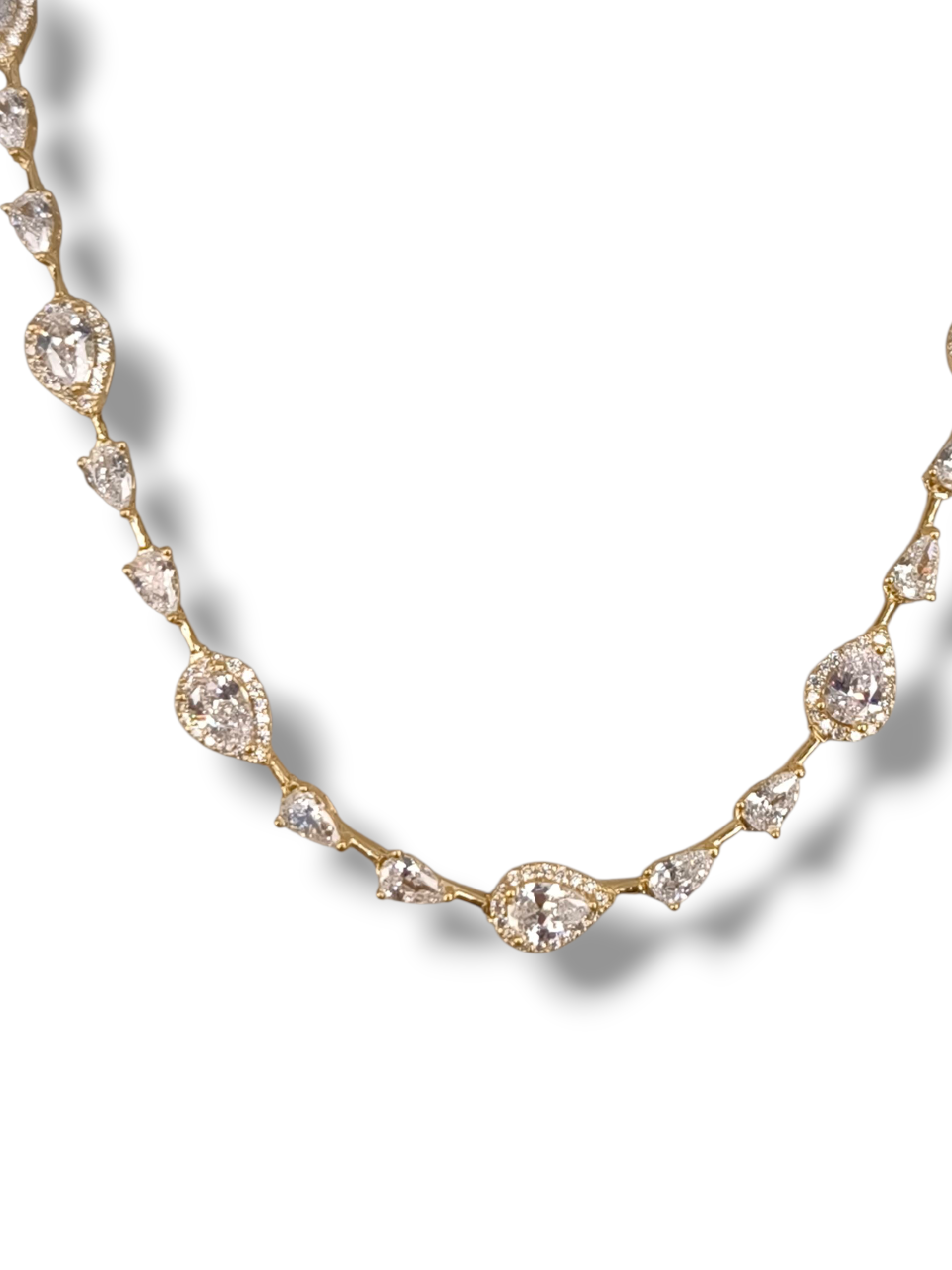 Girocollo Girocollo in argento dorato con zirconi tagliati a fantasia semi rigido - Gioielli Pavan