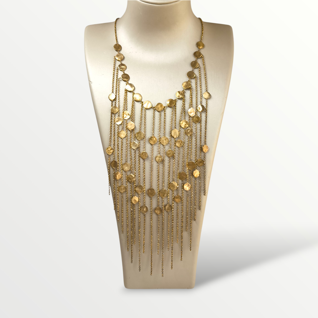 Girocollo Collana in argento dorato con pendenti lunghi satinati e lucidi - Gioielli Pavan