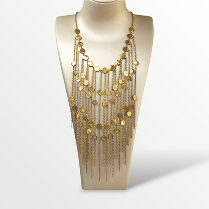 Girocollo Collana in argento dorato con pendenti lunghi satinati e lucidi - Gioielli Pavan