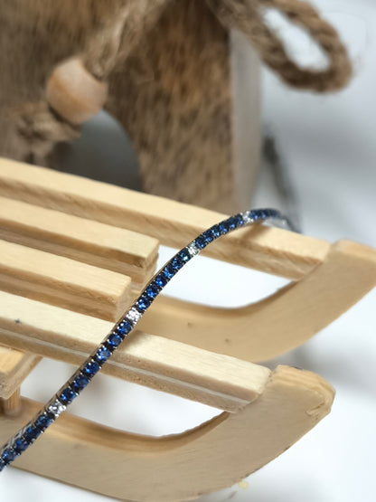 Bracciale Bracciale Tennis Oro Bianco 18k con Diamanti e Zaffiri Blu Naturali - Gioielli Pavan